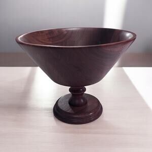 Vintage Walnut Footed Pedestal Fruit Bowl Lebanon Supply Heirloom Wood NEW W/TAG